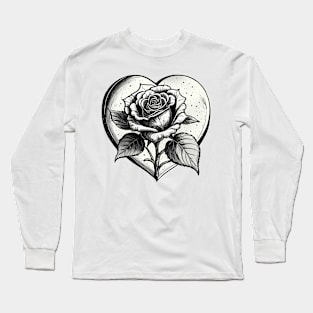 Classic Rose Heart Long Sleeve T-Shirt
